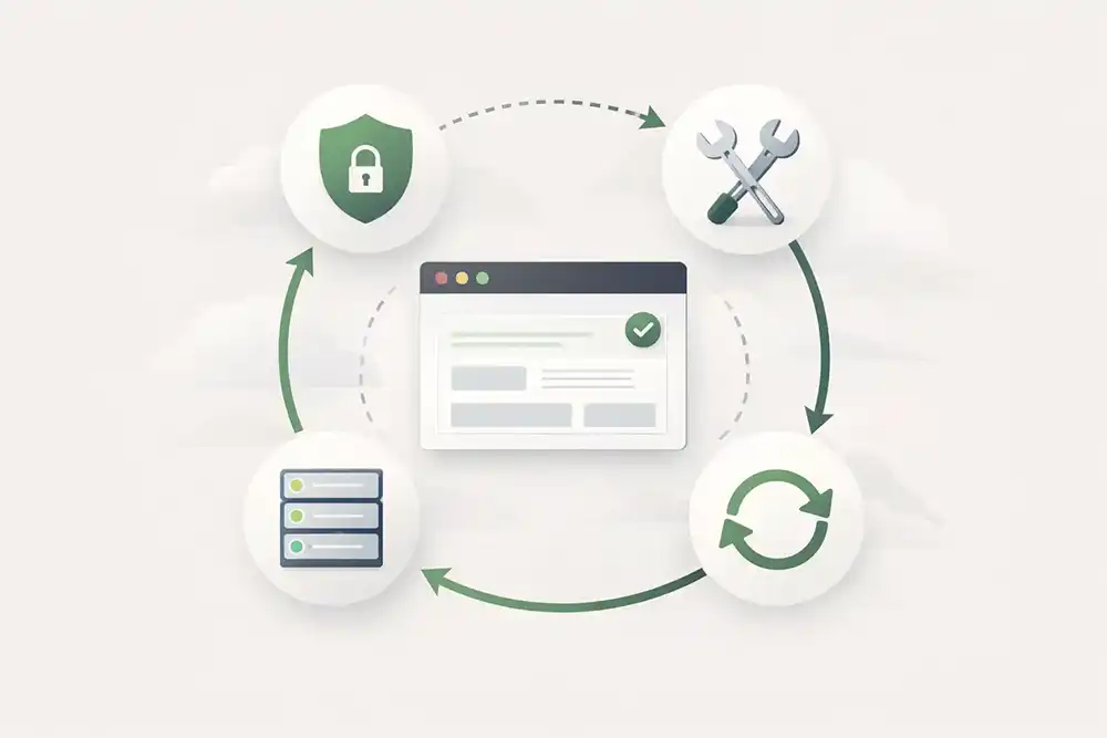 Diagram illustrating a website as an ongoing system rather than a one-time project
