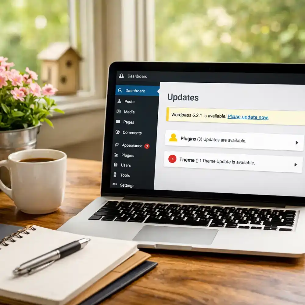 Preparing a WordPress website for the spring business season.