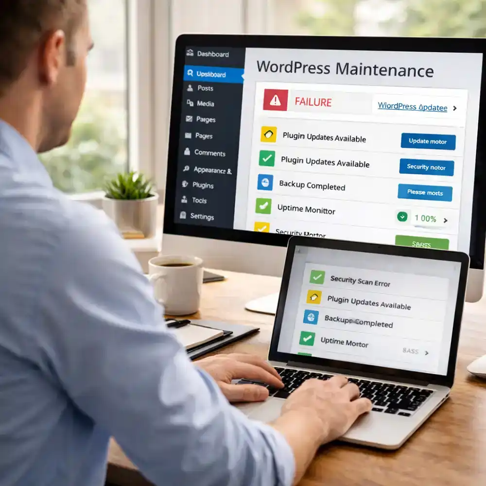 Business owner outsourcing WordPress website maintenance to professionals.